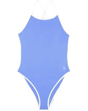 Sporty & Rich Logo One-Piece Swimsuit - Blue