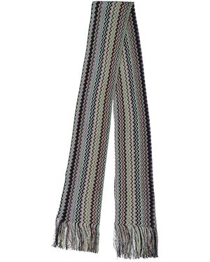 Missoni Muted Tone Zigzag Knit Scarf - White