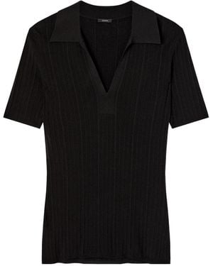 JOSEPH Ribbed Polo-Neck Top - Black