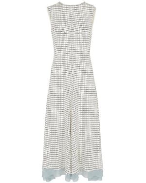 Fendi Grid Motif V-Back Sleeveless Dress - White