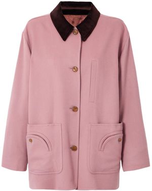 Blazé Milano Mystere Clelia Corduroy-Trimmed Wool And Cashmere-Blend Jacket - Pink