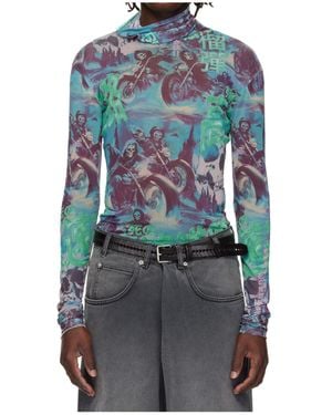 Lu'u Dan Masked Mesh Turtleneck - Blue