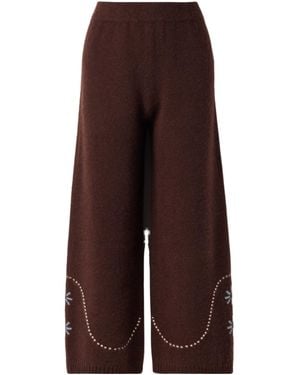 Calle Del Mar Wide-Leg Casual Trousers - Brown
