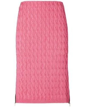 Fendi Cable-Knit Side-Zipped Midi Skirt - Pink