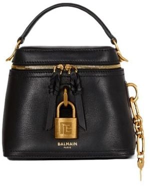 Balmain Pulse Vanity Calfskin Leather Bag - Black