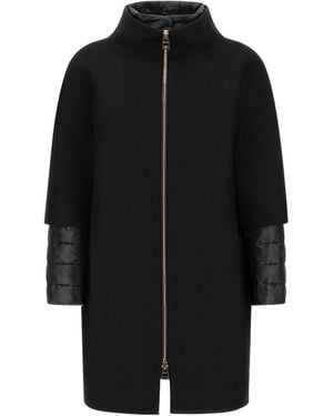 Herno Ecowool And Nylon Ultralight Coat - Black