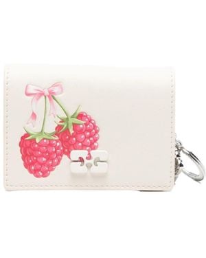 Ganni Raspberry-Printed Bi-Fold Wallet - Pink