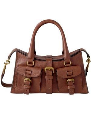 Mulberry Buckle Detailed Top Handle Bag - Brown