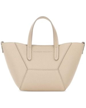Brunello Cucinelli Duo Mini Top Handle Bag - Natural