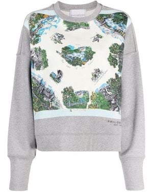 Philosophy Di Lorenzo Serafini Illustration-Print Cotton Sweatshirt - Grey