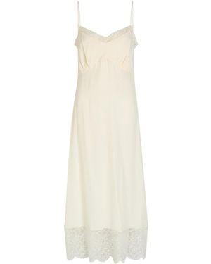 Simone Rocha Lace-Trimmed Crepe-De-Chine Midi Dress - White