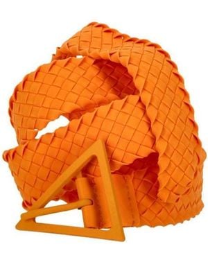 Bottega Veneta Raffia Buckle Belt - Orange