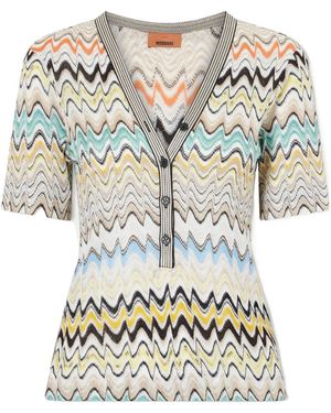 Missoni Striped Crochet-Knit Sweater - Gray