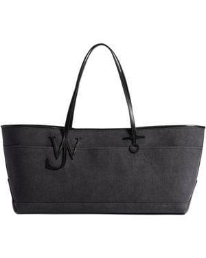 JW Anderson Stretch Anchor Canvas Leather Tote - Black