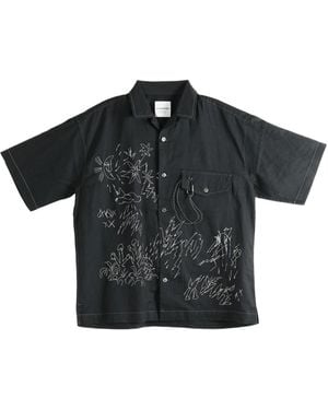 and wander Buttoned Embroidered Shirt - Black