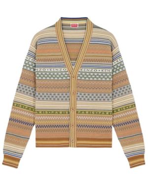 KENZO Fairisle Knitted Cardigan - Natural