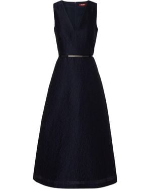 Max Mara Lyon Cotton And Silk-Blend Cloqué Midi Dress - Blue