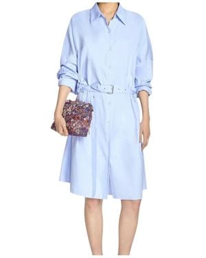 Dries Van Noten Belted Shirt Dress - Blue
