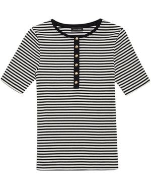 Anine Bing Alessia Striped Knitted T-Shirt - Black