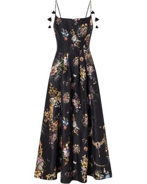 CAMILLA Silk-Blend Dupioni Midi Dress - Black