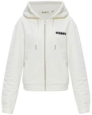 MISBHV Logo Printed Drawstring Hoodie - White