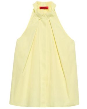MAX&Co. Poplin And Sheer Off-Shoulder Top - Yellow