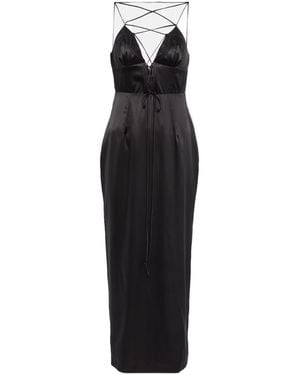 Alessandra Rich Silk-Blend Satin Maxi Dress - Black