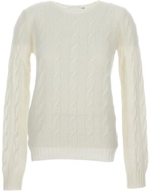 Ralph Lauren Collection Cable-Knit Crewneck Sweater - White