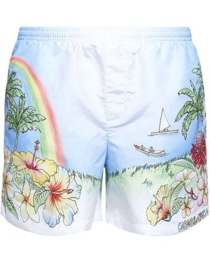 CASABLANCA Aloha Printed Swim Shorts - Blue