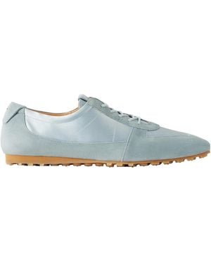 Aeyde Solid Color Suede And Satin Sneakers - Blue
