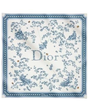 Dior Toile De Jouy Clover 90 Square Scarf - Blue