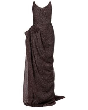 Maticevski Lexicon Draped Gathered Lame Gown - Brown