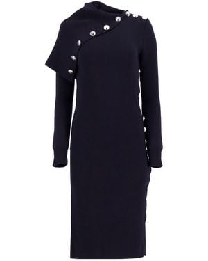 Rabanne Button-Embellished Cowl-Neck Dress - Blue