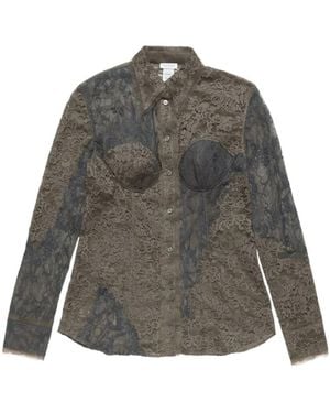 Acne Studios Lace Button Shirt - Gray