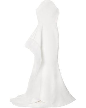 Maticevski Asymmetrical Strapless Tulle-Trim Gown - White