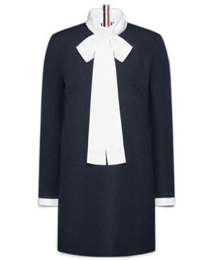 Thom Browne Pussy-Bow Long Sleeved Mini Dress - Blue