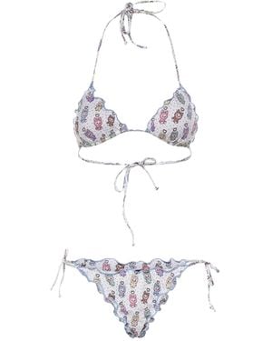 MC2 Saint Barth Ruffled-Trims Bikini - White