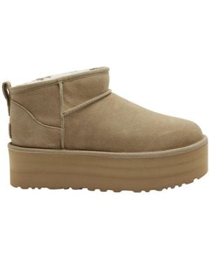 UGG Classic Ultra Mini Suede Flatform Boots - Brown