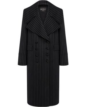 Dondup Double-Breasted Pinstripe Coat - Black