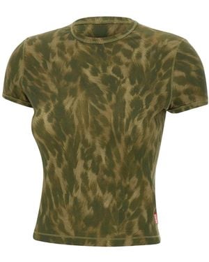 DIESEL Animal-Print Stretch Jersey T-Shirt - Green
