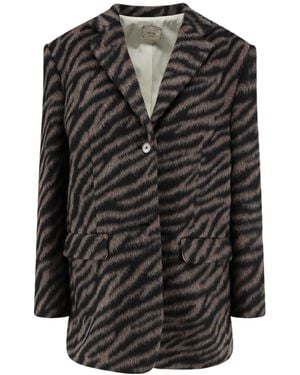 Alysi Zebrapattern Singlebreasted Blazer - Black