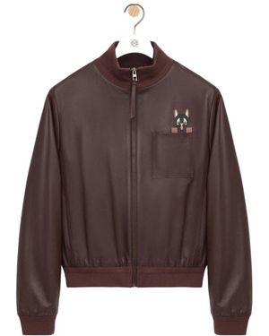 Loewe Cropped Nappa Leather Jacket - Brown