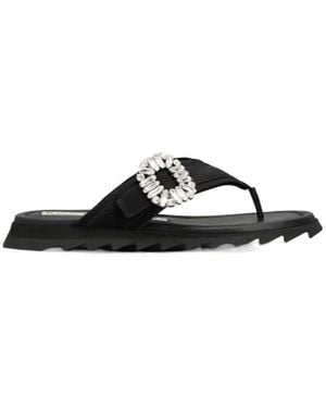 Roger Vivier Slidy Viv' Thong Mules - Black