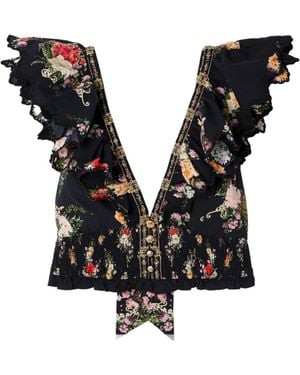CAMILLA Floral Printed Top - Black