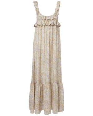 Chloé Floral Ruffled Silk Charmeuse Maxi Dress - Natural
