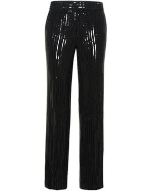 MICHAEL Michael Kors Pinstripe Sequined Straight-Leg Trousers - Black