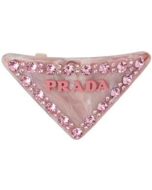 Prada Hair Clip With Crystals - Pink