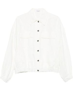 Brunello Cucinelli Long-Sleeve Casual Jacket - White