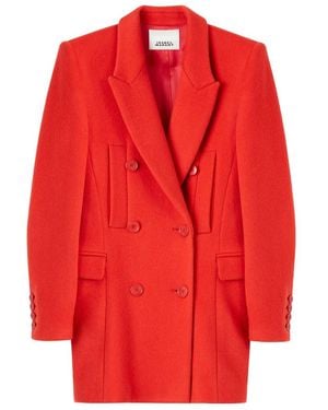 Isabel Marant Lileya Double Breasted Virgin Wool Coat - Red
