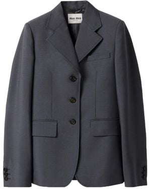 Miu Miu Single-Breasted Kid Mohair Jacket - Black